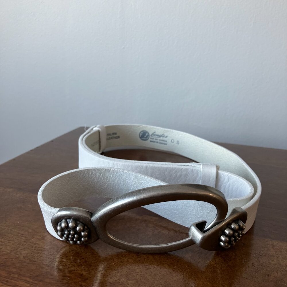Landes White Leather Western Belt One Size